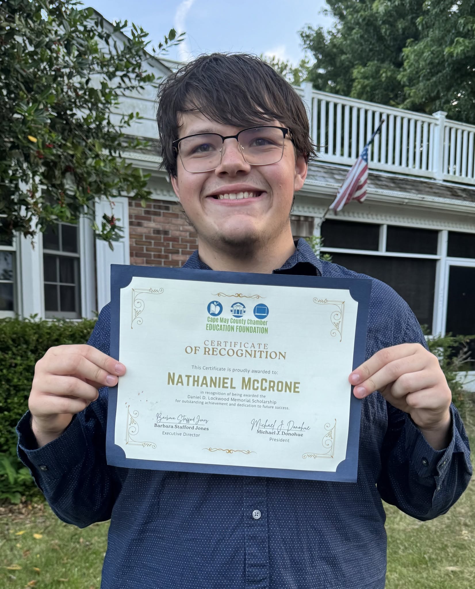MIDDLE TOWNSHIP SENIOR NATHANIEL MCCRONE AWARDED DANIEL LOCKWOOD MEMORIAL SCHOLARSHIP